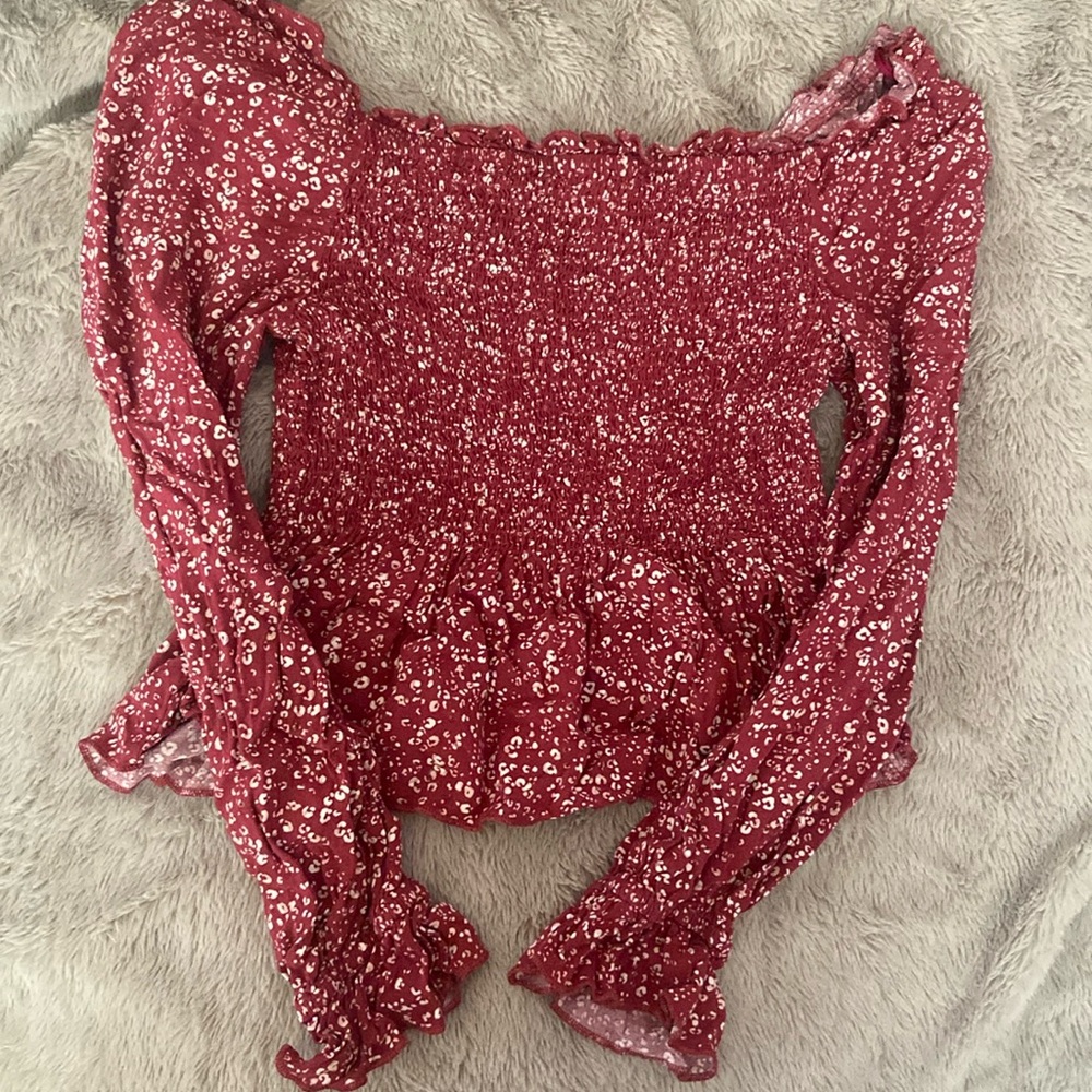 OFF THE SHOULDER PINK LONG SLEEVE TOP